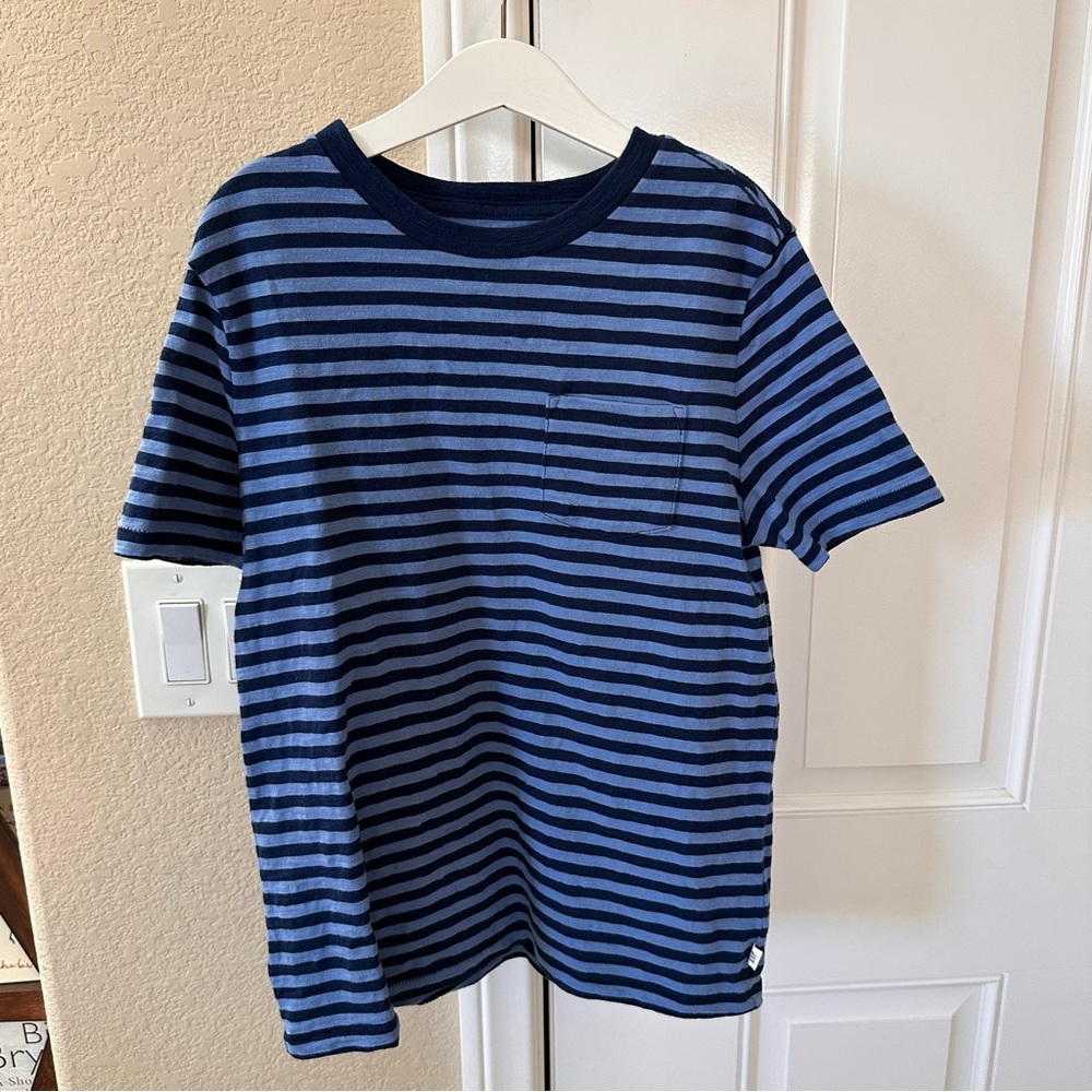 Gap boys striped blue short-sleeved T-shirt 100% cotton size L 10–11